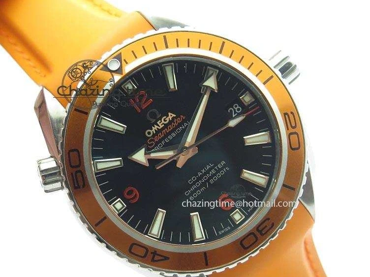 0417 Breathable Planet Ocean SS Bp Maker 45mm Orange Bezel On Orange Rubber Strap A 8221